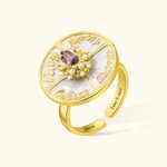 Anillo personalizado Spinner Rueda Redonda Fidget con piedra de nacimiento y nombres