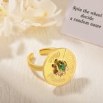 Anillo personalizado Spinner Rueda Redonda Fidget con piedra de nacimiento y nombres