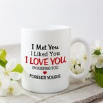 Personalized Love Couple Sitting on Chairs Together Forever Yours Enjoy the View White Ceramic Mug Anniversary Gifts for Couples Coffee Mug