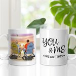 Personalized You and Me Couple Sitting on Chairs Cheers Drink White Ceramic Mug Valentine's Day Gift C-type Handle