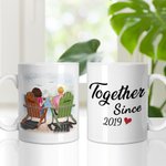 Personalised Holiday Couple Enjoy the Mountain View Sitting by the Lake White Ceramic Mug Thanksgiving for Office and Home