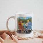Taza de Cerámica Personalizada Annoying Each Other Couple Sitting By The Lake Regalos para Parejas Apta para Lavavajillas y Microondas