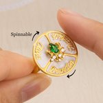 Anillo personalizado Spinner Rueda Redonda Fidget con piedra de nacimiento y nombres