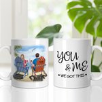 Personnalisé Couple romantique assis coucher de soleil plage paysage blanc tasse en céramique cadeaux d'anniversaire pour les Couples poignée de t