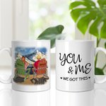 Gepersonaliseerde Love Couple Cartoon Couple You and Me We Got This Mountain Witte Keramische Mok Paar Cadeau Ideeën Vaatwasser en Magnetronbestendig