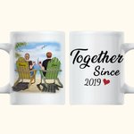 Couple personnalisé assis coucher de soleil plage paysage ensemble tasse en céramique blanche cadeaux d'anniversaire pour les couples pour le bure