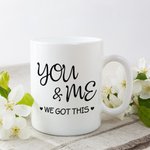 Gepersonaliseerde Love Couple Cartoon Couple You and Me We Got This Mountain Witte Keramische Mok Paar Cadeau Ideeën Vaatwasser en Magnetronbestendig
