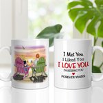 Personalised I Met You I Love You Couple Drinks Watching the Sunset White Ceramic Mug Gift for Boyfriend C-type Handle