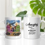 Personalized Cartoon Couple Annoying Each Other Enjoy the Mountain View White Ceramic Mug Gift for Him 11oz or 15oz