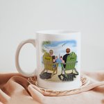 Couple personnalisé assis coucher de soleil plage paysage ensemble tasse en céramique blanche cadeaux d'anniversaire pour les couples pour le bure