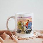 Personalized You and Me Couple Sitting on Chairs Cheers Drink White Ceramic Mug Valentine's Day Gift C-type Handle
