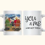 Gepersonaliseerde Love Couple Cartoon Couple You and Me We Got This Mountain Witte Keramische Mok Paar Cadeau Ideeën Vaatwasser en Magnetronbestendig