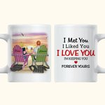 Personalised I Met You I Love You Couple Drinks Watching the Sunset White Ceramic Mug Gift for Boyfriend C-type Handle