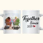 Personalised Holiday Couple Enjoy the Mountain View Sitting by the Lake White Ceramic Mug Thanksgiving for Office and Home