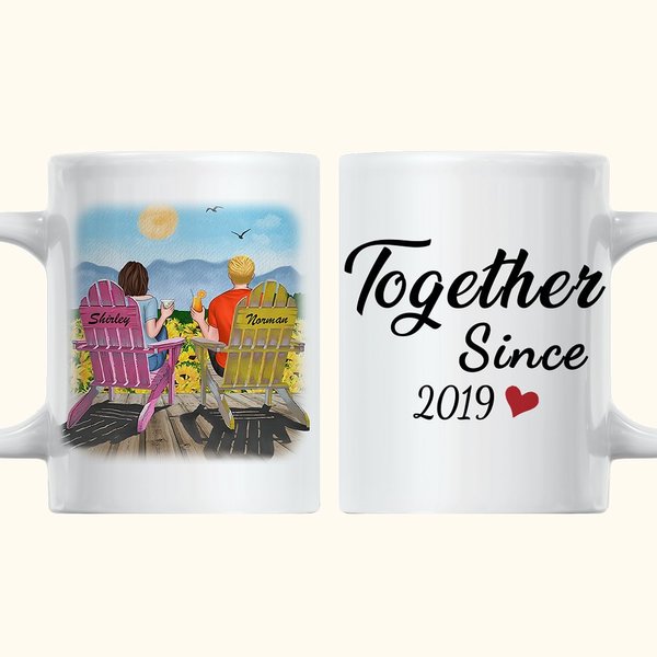 Gepersonaliseerde Samen Zonnebloem Geniet van het Uitzicht Witte Keramische Mok Cadeau voor Vriend Valentijnsdag Cadeau C-type Handvat