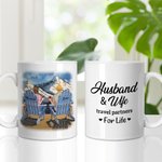 Personalized Husband And Wife Romantic Couple Holiday Travel Partners Enjoy the Mountain View White Ceramic Mug Valentine's Day Gift Dishwasher and Mi