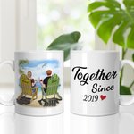 Couple personnalisé assis coucher de soleil plage paysage ensemble tasse en céramique blanche cadeaux d'anniversaire pour les couples pour le bure