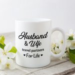 Personalised Travel Partners for Life Romantic Couple Holiday Sailboats White Ceramic Mug Valentine's Day Gift for Office and Home