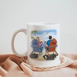 Personnalisé Couple romantique assis coucher de soleil plage paysage blanc tasse en céramique cadeaux d'anniversaire pour les Couples poignée de t