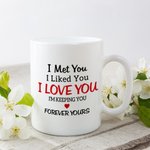 Personalised I Met You I Love You Couple Drinks Watching the Sunset White Ceramic Mug Gift for Boyfriend C-type Handle
