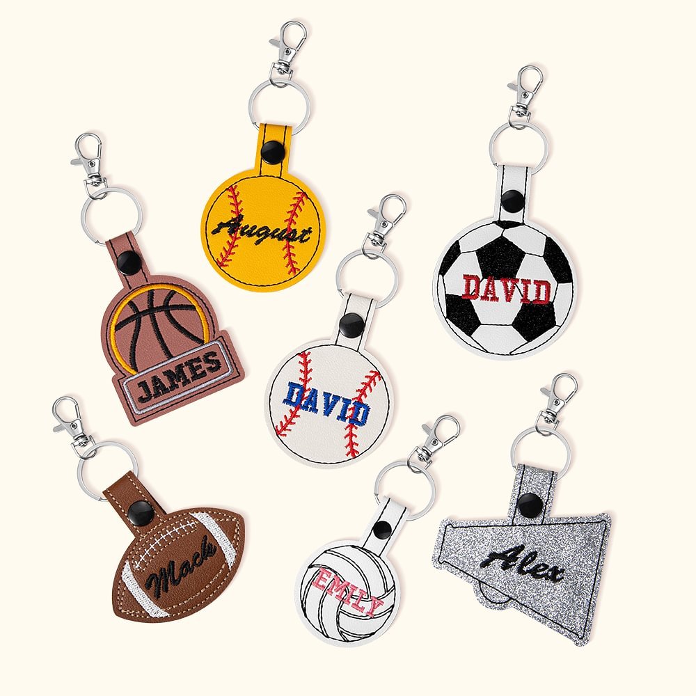 Personlig broderi Sportsveske Tag Fotball Tag Basketball Tag Baseball Tag Nøkkelringer Navnelapper Lunsj Perfekt laggave til spillere og trenere 1