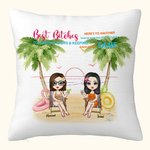 Personalized Best Friends Sisters Summer Sunset Cheer Throw Pillow Cover Best Friend Gift for Living Room