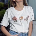 T-shirt ou Sweatshirt Personnalisé avec Fleur de Naissance Cadeau Fête Anniversaire pour Mamie Maman