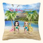 Personalized Best Friend Friendship Seaside Blue Sky  Waves White Clouds Vacation Throw Pillow Cover Birthday Bedroom Decor