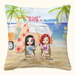 Personalised Best Friends Sisters Love Summer Surf Throw Pillow Cover Anniversary Sofa Decor
