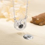 Personalised Cat Projection Photo Necklace with I Love You in 100 Languages Jewellery for Cat Lover