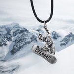 Collier à Personnaliser avec Texte Gravé sur Pendentif Skieur de Snowboard Cadeau pour Amateur de Sport d'Hiver