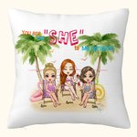 Personalized Girlfriend Friendship Lasts Forever Seaside Sunset Beach Throw Pillow Cover Anniversary Bedroom Decor
