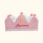 Gepersonaliseerde Baby Kid Birthday Handgeborduurde Katoenen Kroon met Naam voor Verjaardag en Speciale Gelegenheden