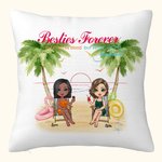 Personalized Girlfriends Friendship Heart To Heart Seaside Sunset Beach Throw Pillow Cover Anniversary for Living Room