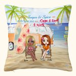 Personalized Sisters Forever Love We Are Sugar and Spice Summer Beach Throw Pillow Cover Best Friend Gift for Living Room