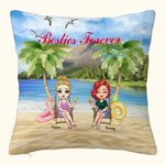 Personalised Girls Sisters Friendship Seaside Blue Sky Vacation Seagull Throw Pillow Cover Birthday Home Decoration