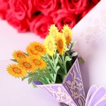 Carte de Vœux Personnalisée avec Œillet ou Tournesol 3D et Message de Vœux Cadeau de Fête des Mères Fête des Professeurs
