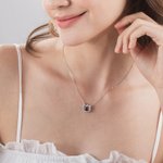 Personalised Cat Projection Photo Necklace with I Love You in 100 Languages Jewellery for Cat Lover