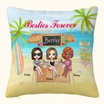 Personalized Best Friend Friendship Seaside The Waves Coconut Tree Throw Pillow Cover Birthday Home Decoration