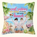 Personalised Not Sisters By Blood But Sisters by Heart Best Friends on Beach Throw Pillow Cover Gift for Friend for Living Room