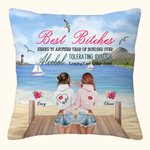 Personalized Besties Here's To Another Year of Bonding Over Alcohol Design Throw Pillow Cover Friend Gift for Living Room