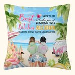 Personalised Best Bitches Keeping Each Other Sane Best Friends Beach View Throw Pillow Cover Gift for Friend for Living Room