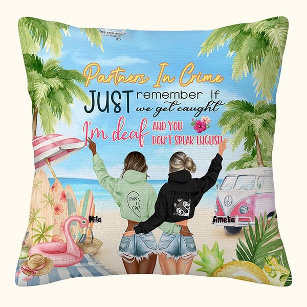Henkilökohtainen Beach View Muista vain, jos jäämme kiinni olen kuuro ja et puhu englantia heittää tyynynpäällinen ystävyys lahja sohva sisustus