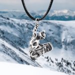 Collier à Personnaliser avec Texte Gravé sur Pendentif Skieur de Snowboard Cadeau pour Amateur de Sport d'Hiver