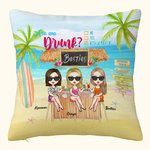 Personalised Best Friends Sisters Drink Surf Seaside Throw Pillow Cover Best Friend Gift Home Decoration