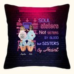 Personalized Not Sisters By Blood But Sisters by Heart Best Friends at Bar Throw Pillow Cover Gift for Friend Sofa Decor