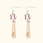 Personalizzato in legno Baseball Softball Dangle Sport Orecchini Gioielli per donne ragazze Sport Eventi Fan Accessori