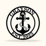 Signe de nom d'ancre en métal nautique personnalisé pour le capitaine de pêcheur de navigateur