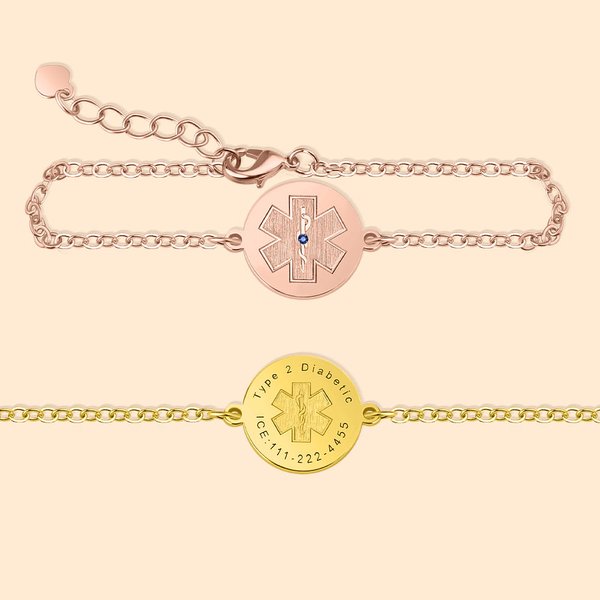 Gepersonaliseerde Sterling Zilveren Medische ID Alarm Armband voor Moederdag Vrouwen Gezond