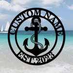 Signe de nom d'ancre en métal nautique personnalisé pour le capitaine de pêcheur de navigateur